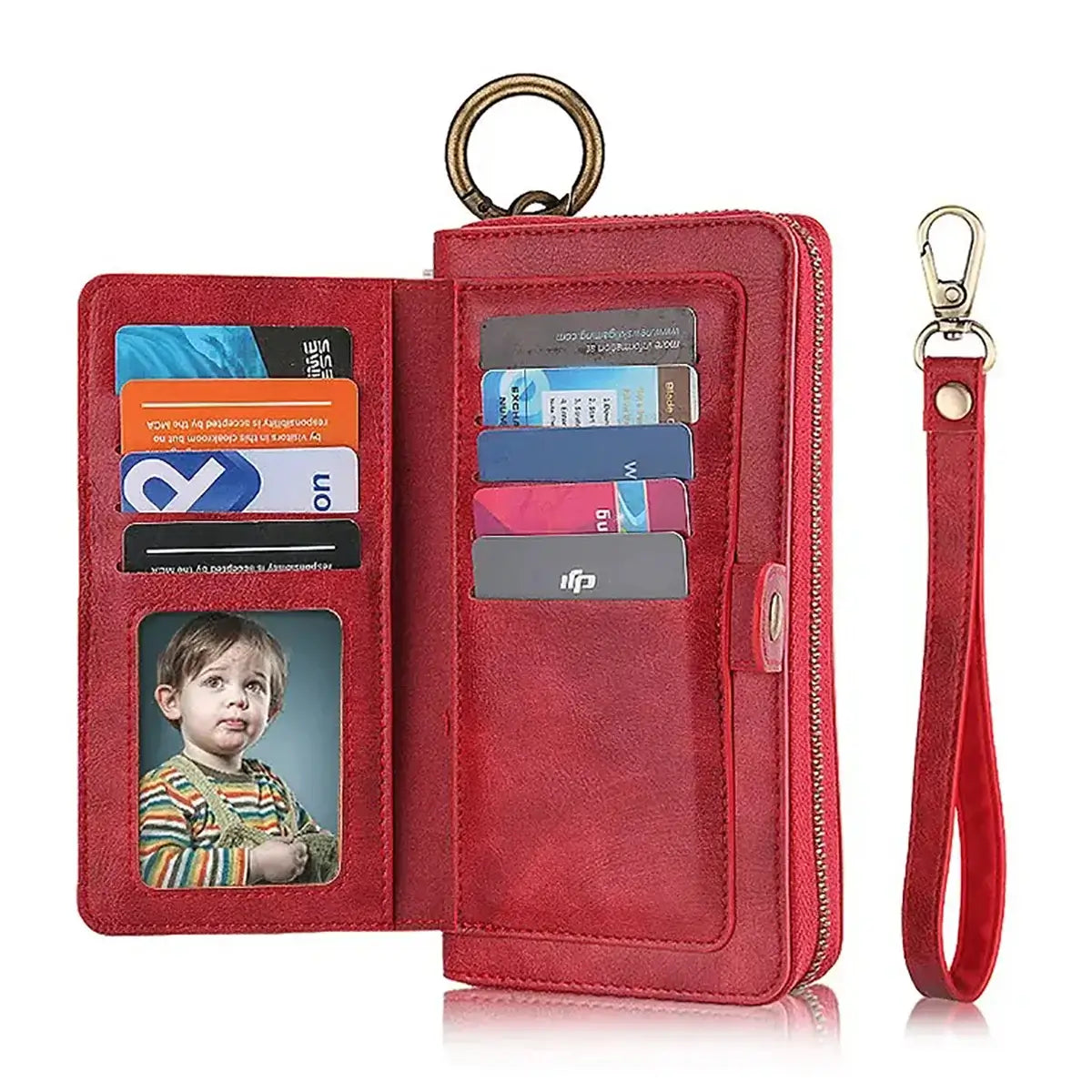 Buy Multi Functional Wallet Phone Case, 14 Card Slots 3 Purse 1 Zipper 1 Wrist Band 1 Metal Buckle, Wrist Strap Clutch Magnetic Detachable,Darell at Caseles-iPhone 17 Pro Max, Darell-Brown