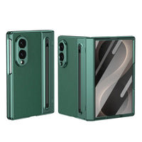 Buy Slim PU Leather Case with Built-In S-Pen Holder, Free Stylus Included, Hinge Protection & Tempered Glass - DEVON at Caseles-Samsung Galaxy Z Fold 8, Green