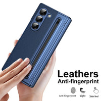 Buy Slim PU Leather Case with Built-In S-Pen Holder, Free Stylus Included, Hinge Protection & Tempered Glass - DEVON at Caseles-Samsung Galaxy Z Fold 8 Ultra, Gold