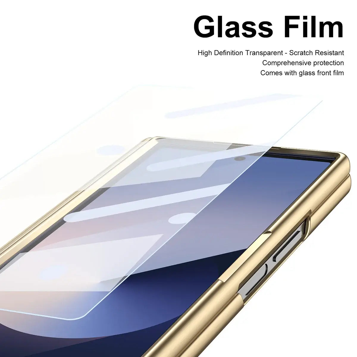 Buy Slim PU Leather Case with Built-In S-Pen Holder, Free Stylus Included, Hinge Protection & Tempered Glass - DEVON at Caseles-Samsung Galaxy Z Fold 8 Ultra, Gold