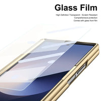 Buy Slim PU Leather Case with Built-In S-Pen Holder, Free Stylus Included, Hinge Protection & Tempered Glass - DEVON at Caseles-Samsung Galaxy Z Fold 8 Ultra, Gold