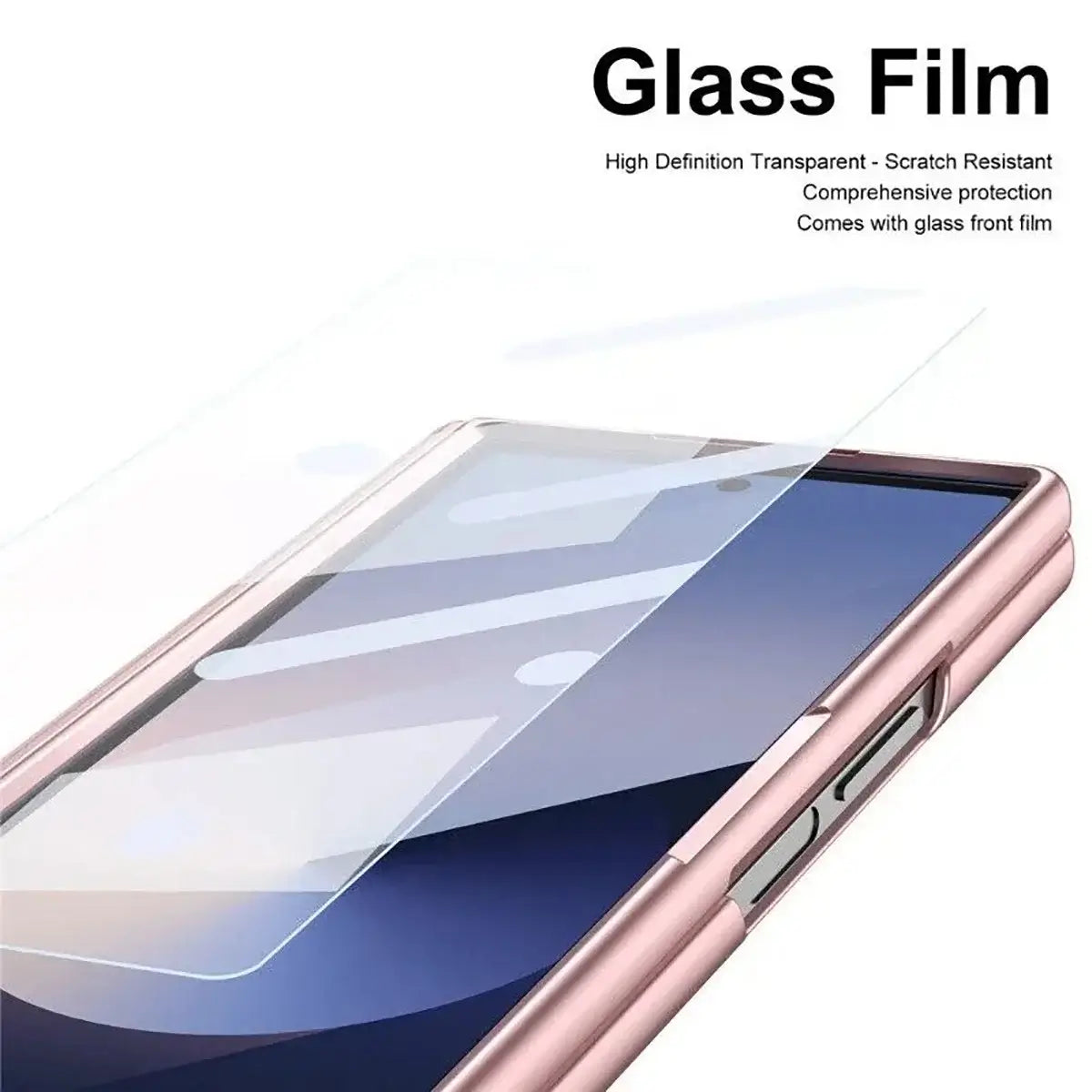 Buy Slim PU Leather Case with Built-In S-Pen Holder, Free Stylus Included, Hinge Protection & Tempered Glass - DEVON at Caseles-Samsung Galaxy Z Fold 8 Ultra, Gold