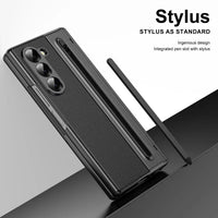 Buy Slim PU Leather Case with Built-In S-Pen Holder, Free Stylus Included, Hinge Protection & Tempered Glass - DEVON at Caseles-Samsung Galaxy Z Fold 8 Ultra, Gold