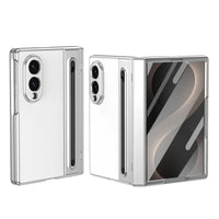 Buy Slim PU Leather Case with Built-In S-Pen Holder, Free Stylus Included, Hinge Protection & Tempered Glass - DEVON at Caseles-Samsung Galaxy Z Fold 8, White