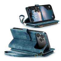 Buy Zipper Flip Folio Wallet Phone Case, Premium Leather Cover with Card Slots Cash Pocket Magnetic Closure and Kickstand,Devy at Caseles-iPhone 17 Pro Max, Khaki