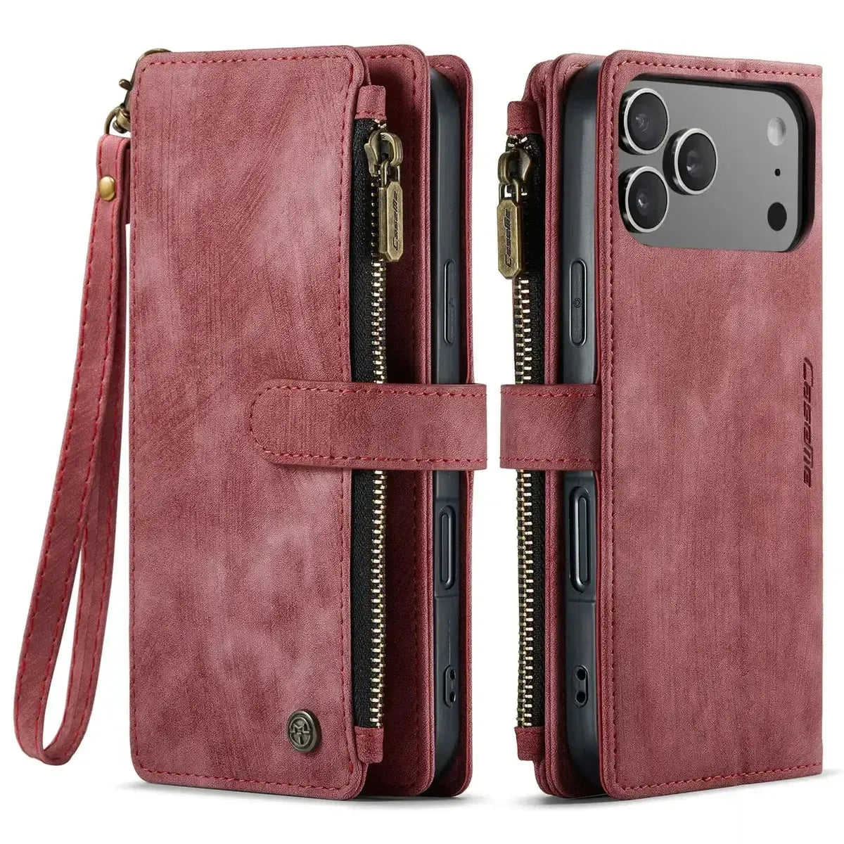 Buy Zipper Flip Folio Wallet Phone Case, Premium Leather Cover with Card Slots Cash Pocket Magnetic Closure and Kickstand,Devy at Caseles-iPhone 17 Pro Max, Khaki