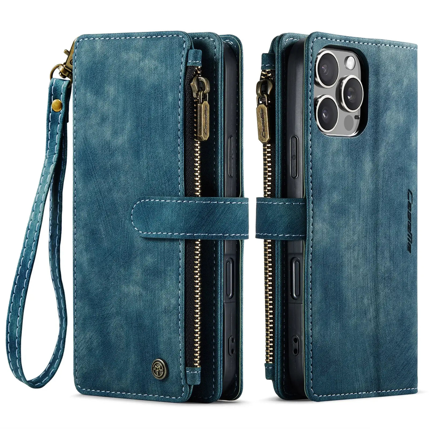 Buy Zipper Flip Folio Wallet Phone Case, Premium Leather Cover with Card Slots Cash Pocket Magnetic Closure and Kickstand,Devy at Caseles-iPhone 17 Pro Max, Khaki