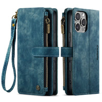 Buy Zipper Flip Folio Wallet Phone Case, Premium Leather Cover with Card Slots Cash Pocket Magnetic Closure and Kickstand,Devy at Caseles-iPhone 17 Pro Max, Khaki
