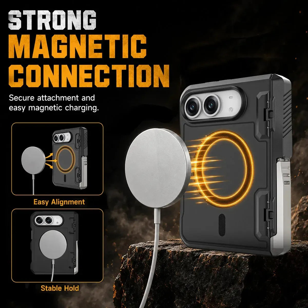 Buy Rugged MagSafe Case for iPhone Duo, with Automatic Hinge Protection & Built-in Kickstand - DEXIS at Caseles-iPhone Duo, 