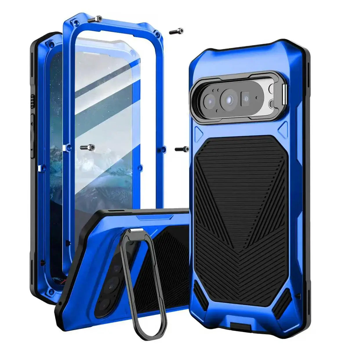 Buy Military Grade Magnetic Case for Google Pixel Series, Full-Body Armor with Screen Protector, 360° Rotatable Kickstand & Lens Guard - Drake at Caseles-Google Pixel 10 Pro XL, Blue