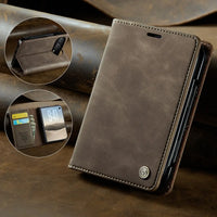 Buy Vintage Frosted Leather Flip Folio with Multiple Card Slots, Cash Pocket, Secure Magnetic Closure & All-Around Protection for iPhone Duo - DUNE at Caseles-iPhone Duo, Black