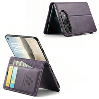 Buy Vintage Frosted Leather Flip Folio with Multiple Card Slots, Cash Pocket, Secure Magnetic Closure & All-Around Protection for iPhone Duo - DUNE at Caseles-iPhone Duo, Black