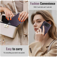 Buy Vintage Frosted Leather Flip Folio with Multiple Card Slots, Cash Pocket, Secure Magnetic Closure & All-Around Protection for iPhone Duo - DUNE at Caseles-iPhone Duo, Black