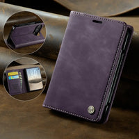 Buy Vintage Frosted Leather Flip Folio with Multiple Card Slots, Cash Pocket, Secure Magnetic Closure & All-Around Protection for iPhone Duo - DUNE at Caseles-iPhone Duo, Black