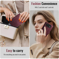 Buy Vintage Frosted Leather Flip Folio with Multiple Card Slots, Cash Pocket, Secure Magnetic Closure & All-Around Protection for iPhone Duo - DUNE at Caseles-iPhone Duo, Black