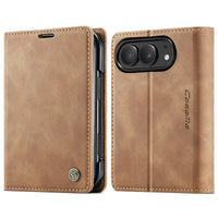 Buy Vintage Frosted Leather Flip Folio with Multiple Card Slots, Cash Pocket, Secure Magnetic Closure & All-Around Protection for iPhone Duo - DUNE at Caseles-iPhone Duo, Black