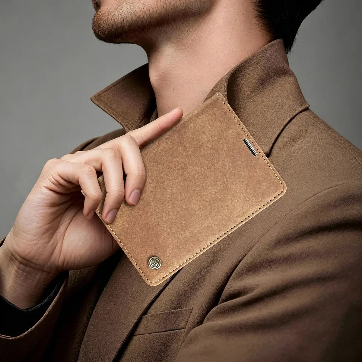Buy Vintage Frosted Leather Flip Folio with Multiple Card Slots, Cash Pocket, Secure Magnetic Closure & All-Around Protection for iPhone Duo - DUNE at Caseles-iPhone Duo, Black