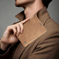 Buy Vintage Frosted Leather Flip Folio with Multiple Card Slots, Cash Pocket, Secure Magnetic Closure & All-Around Protection for iPhone Duo - DUNE at Caseles-iPhone Duo, Black