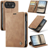Buy Vintage Frosted Leather Flip Folio with Multiple Card Slots, Cash Pocket, Secure Magnetic Closure & All-Around Protection for iPhone Duo - DUNE at Caseles-iPhone Duo, Khaki