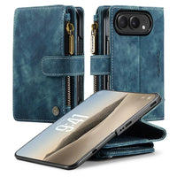 Buy Multifunctional Leather Wallet Case with Detachable Wristlet & Wireless Charging for iPhone Duo - Duran at Caseles-iPhone Duo, Khaki