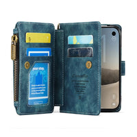Buy Multifunctional Leather Wallet Case with Detachable Wristlet & Wireless Charging for iPhone Duo - Duran at Caseles-iPhone Duo, Khaki