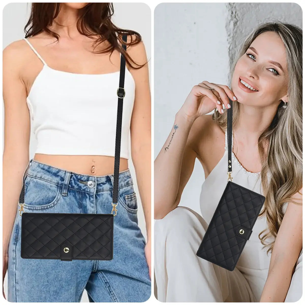 Buy Crossbody Wallet Case for Galaxy A Series, RFID Blocking Card Holder & Detachable Strap, Shockproof Leather Flip Cover, EFFIE at Caseles-Samsung Galaxy A73 5G, Black