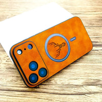 Buy Luxury PU Leather Deer Case For Magsafe Wireless Charge Full Cover,Elk at Caseles-iPhone 17 Pro Max, Elk-DarkBrown