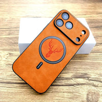Buy Luxury PU Leather Deer Case For Magsafe Wireless Charge Full Cover,Elk at Caseles-iPhone 17 Pro Max, Elk-Orange