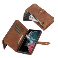 Buy Flip Crossbody Wallet Phone Case, With 9 Card Slots Zipper Pocket Retro Leather Hand Strap Kickstand Magnetic Closure Shockproof Cover,Ellie at Caseles-Samsung Galaxy S24 Ultra, Eliana-Black