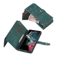 Buy Flip Crossbody Wallet Phone Case, With 9 Card Slots Zipper Pocket Retro Leather Hand Strap Kickstand Magnetic Closure Shockproof Cover,Ellie at Caseles-Samsung Galaxy S24 Ultra, Eliana-Black
