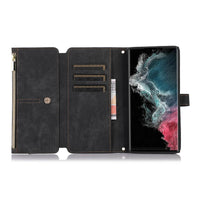 Buy Flip Crossbody Wallet Phone Case, With 9 Card Slots Zipper Pocket Retro Leather Hand Strap Kickstand Magnetic Closure Shockproof Cover,Ellie at Caseles-Samsung Galaxy S24 Ultra, Eliana-Black