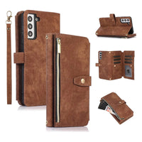 Buy Flip Crossbody Wallet Phone Case, With 9 Card Slots Zipper Pocket Retro Leather Hand Strap Kickstand Magnetic Closure Shockproof Cover,Ellie at Caseles-Samsung Galaxy S24 Ultra, Eliana-Brown