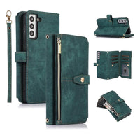 Buy Flip Crossbody Wallet Phone Case, With 9 Card Slots Zipper Pocket Retro Leather Hand Strap Kickstand Magnetic Closure Shockproof Cover,Ellie at Caseles-Samsung Galaxy S24 Ultra, Eliana-Green