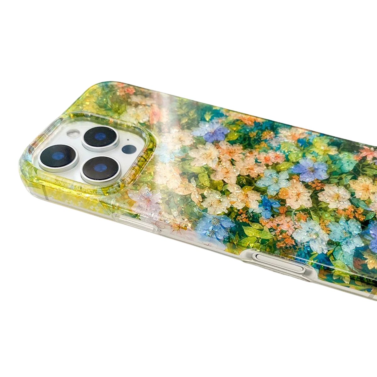 Buy Green Wildflower MagSafe Case for iPhone: 10ft Drop Protection & Iridescent Sparkle Shield - ENA at Caseles-iPhone 16 Pro Max, 