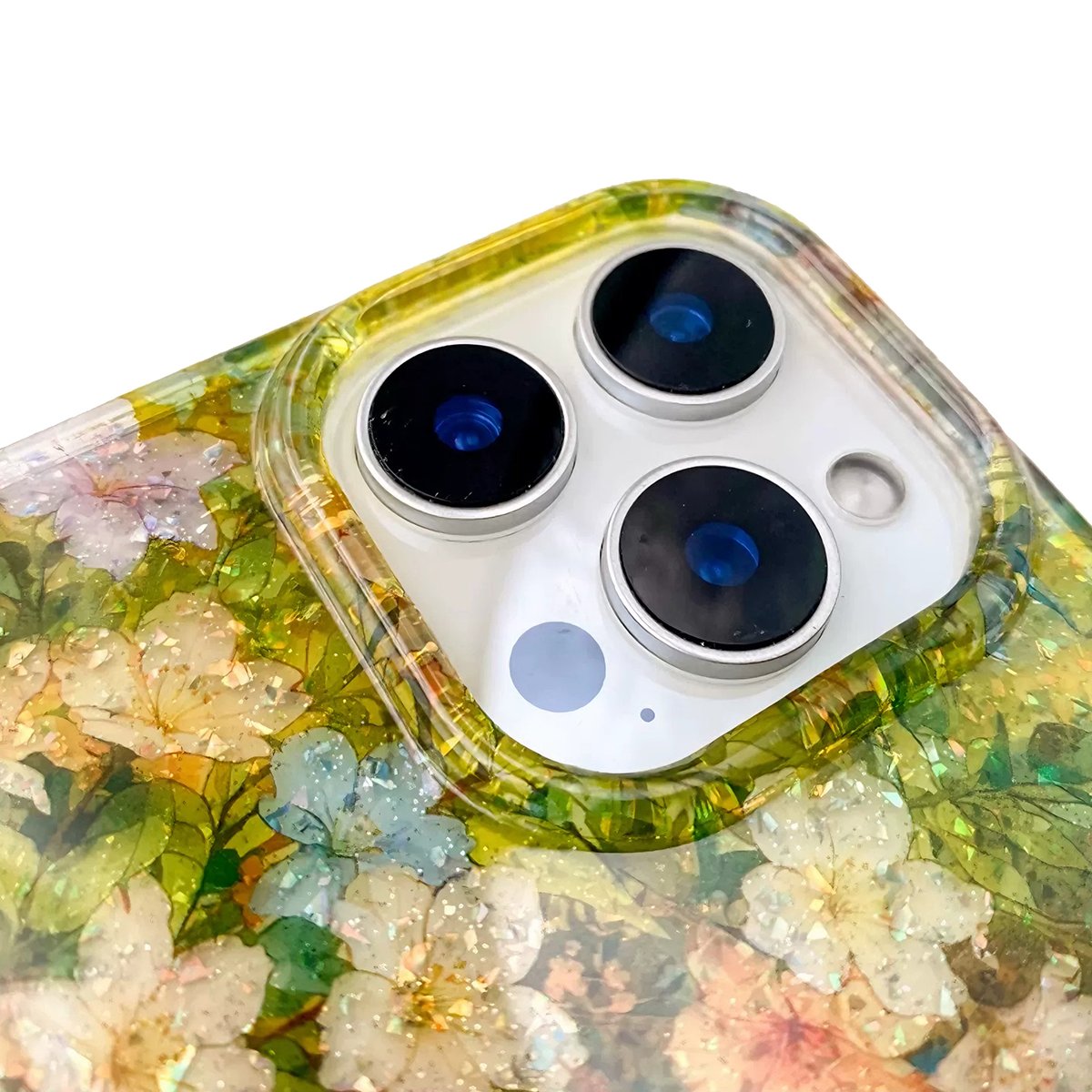 Buy Green Wildflower MagSafe Case for iPhone: 10ft Drop Protection & Iridescent Sparkle Shield - ENA at Caseles-iPhone 16 Pro Max, 