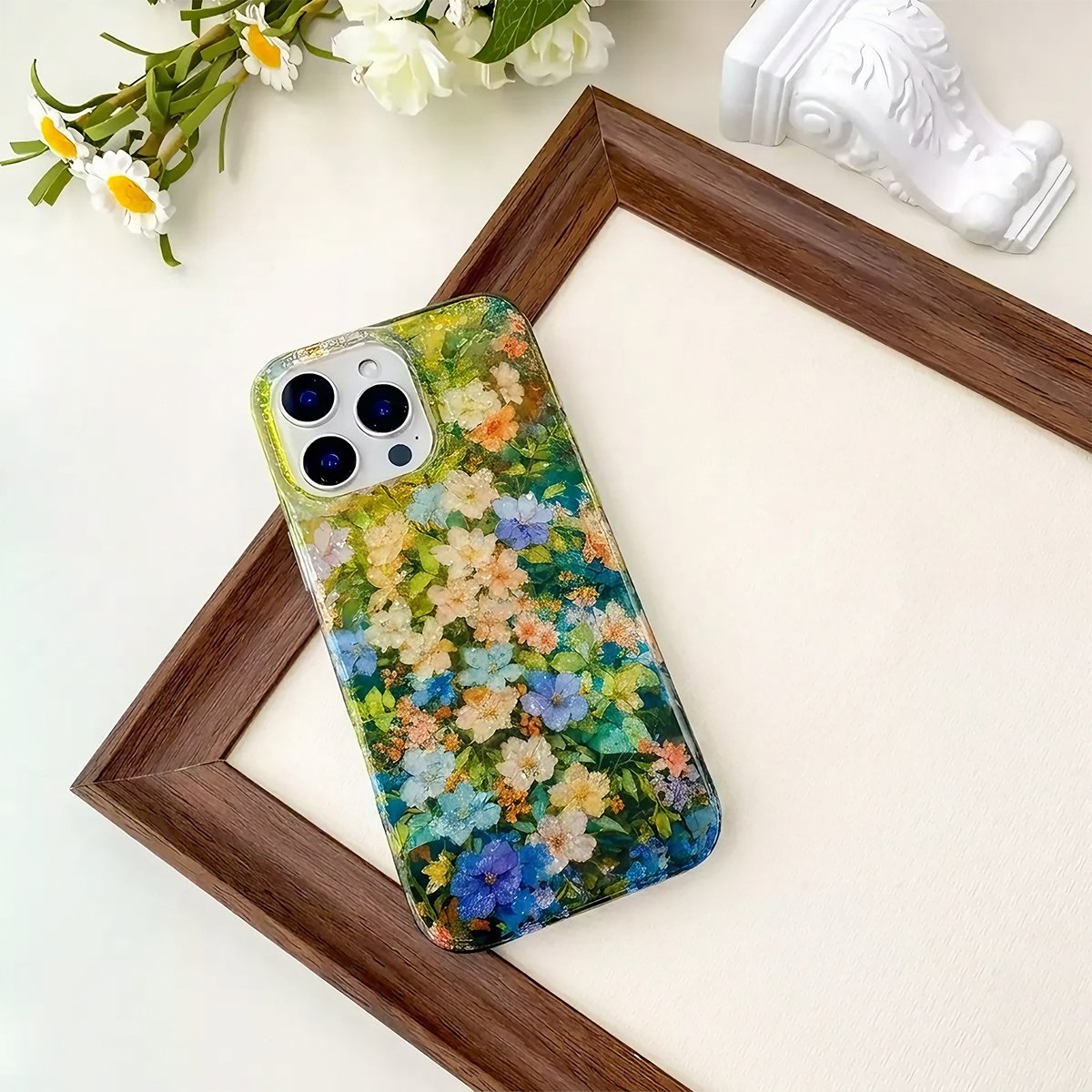 Buy Green Wildflower MagSafe Case for iPhone: 10ft Drop Protection & Iridescent Sparkle Shield - ENA at Caseles-iPhone 16 Pro Max, 