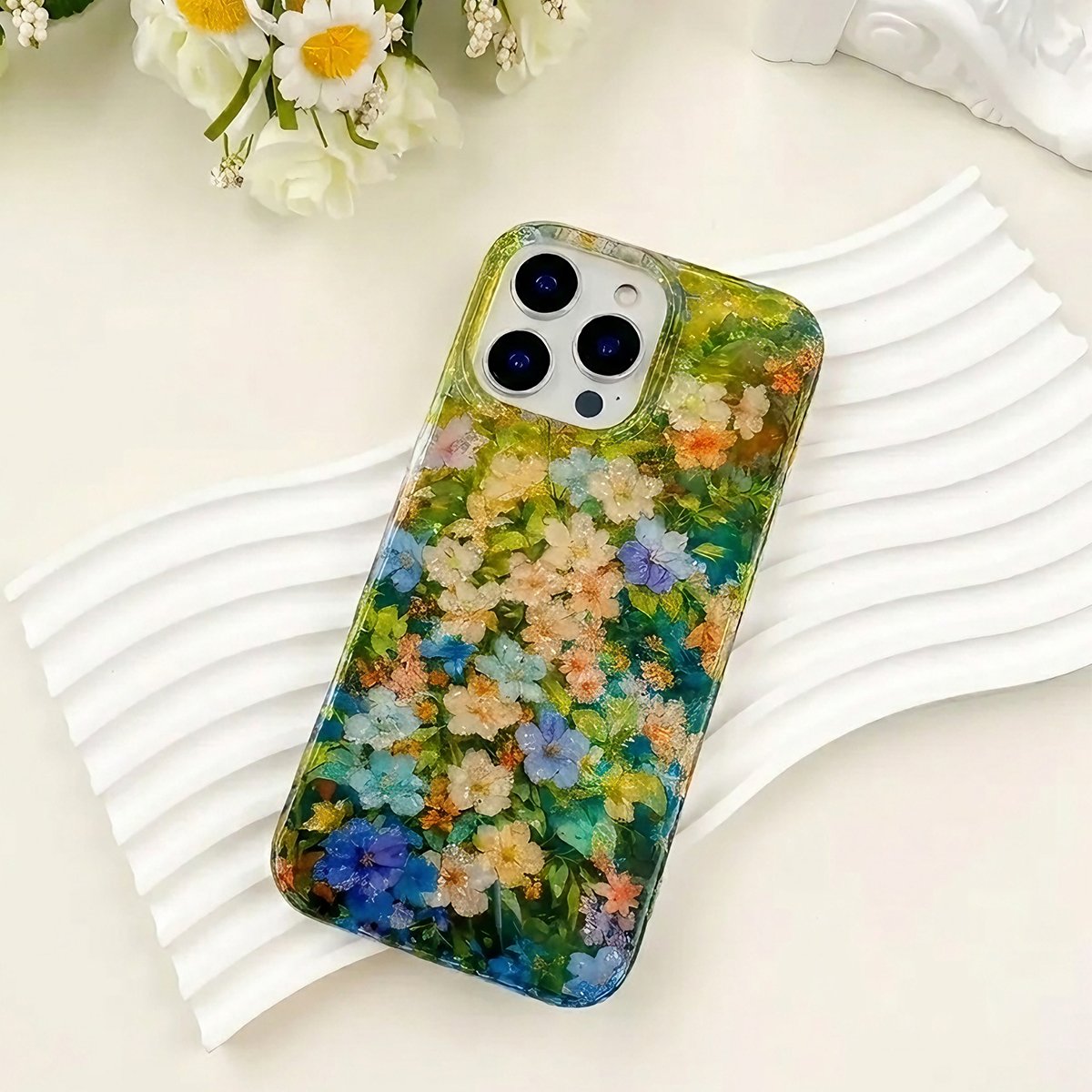 Buy Green Wildflower MagSafe Case for iPhone: 10ft Drop Protection & Iridescent Sparkle Shield - ENA at Caseles-iPhone 16 Pro Max, 