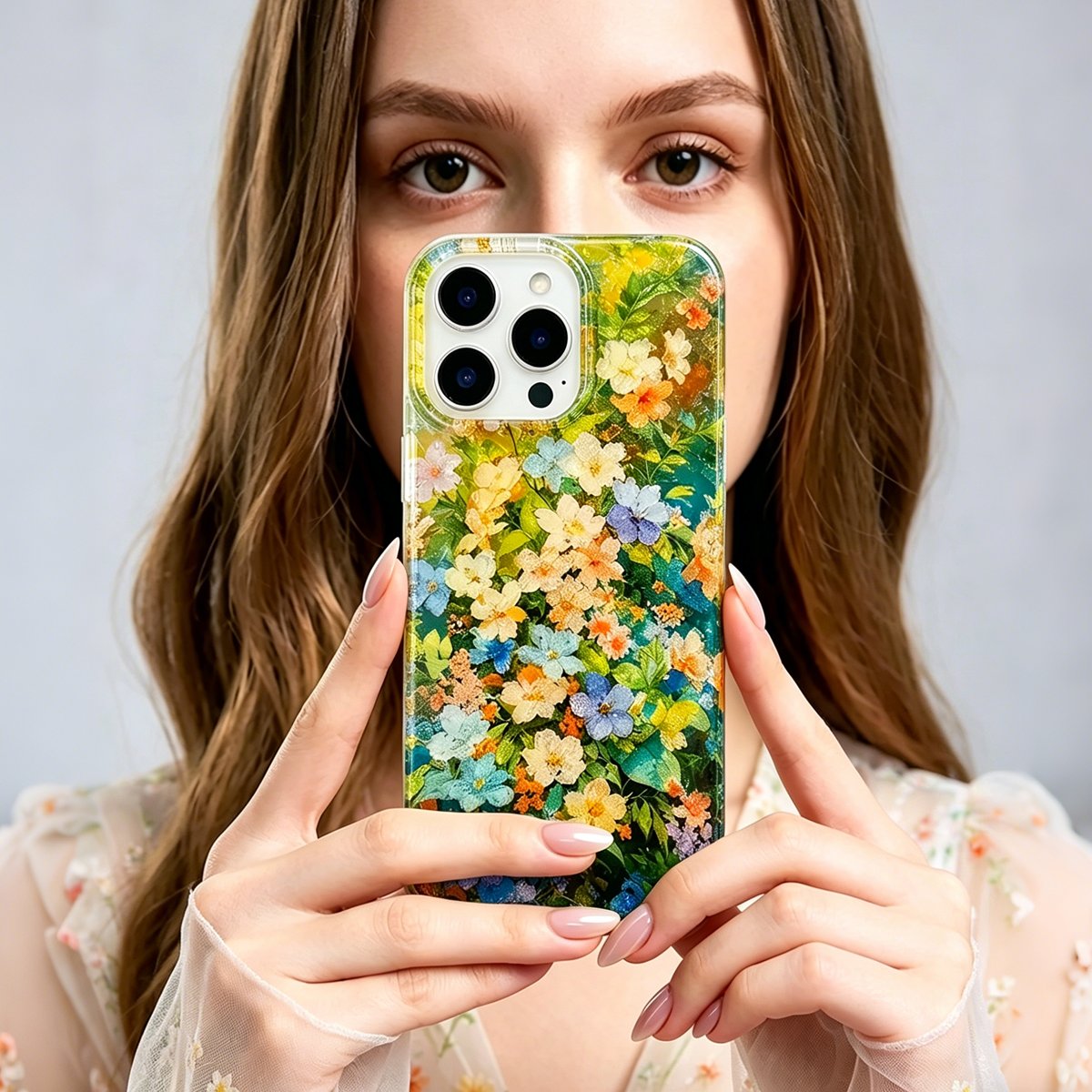 Buy Green Wildflower MagSafe Case for iPhone: 10ft Drop Protection & Iridescent Sparkle Shield - ENA at Caseles-iPhone 16 Pro Max, 