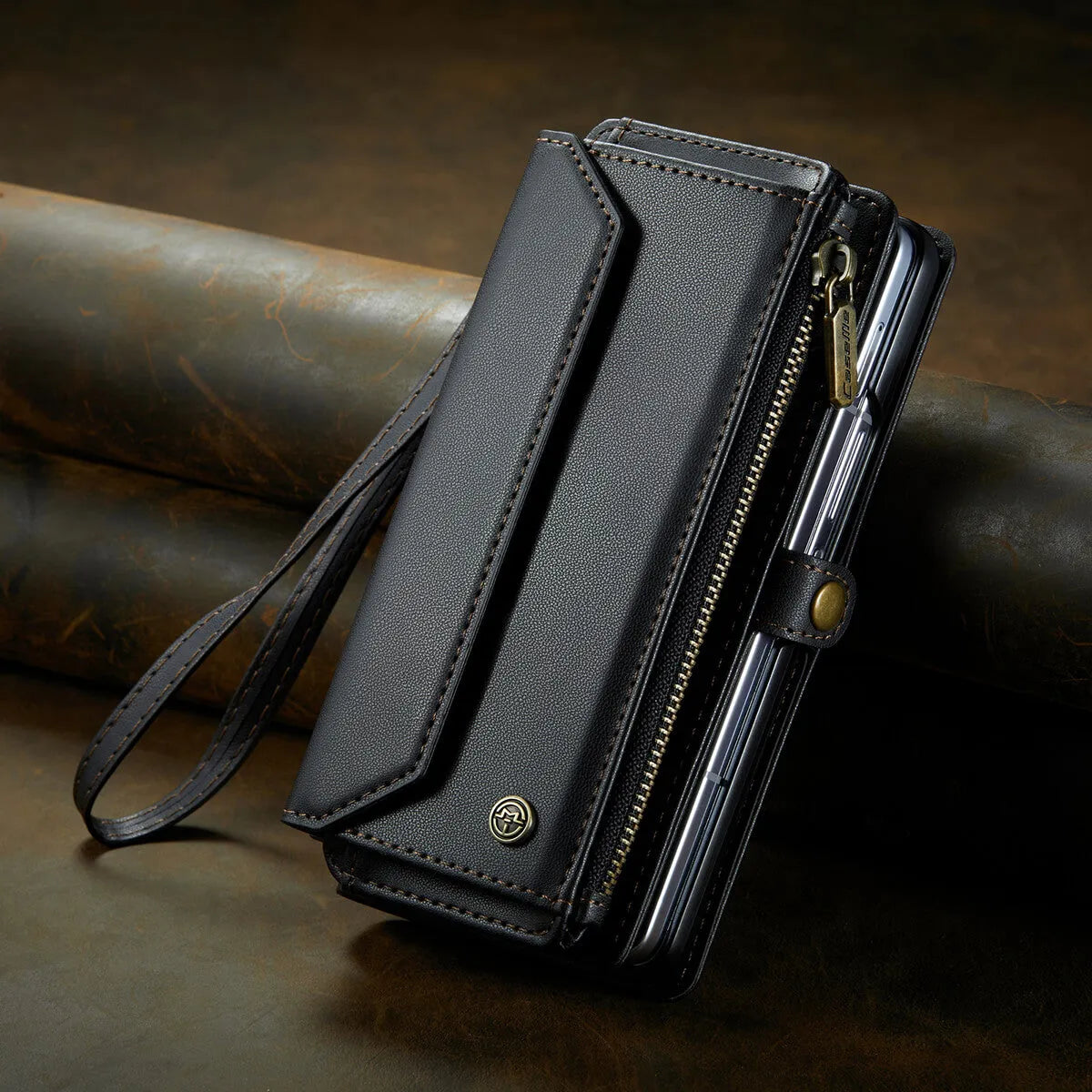 Buy Zipper Wallet Phone Case, RFID Blocking, Leather, Card Slots, for Samsung Galaxy at Caseles-Samsung Galaxy Z Fold 7, Aurora-Purple