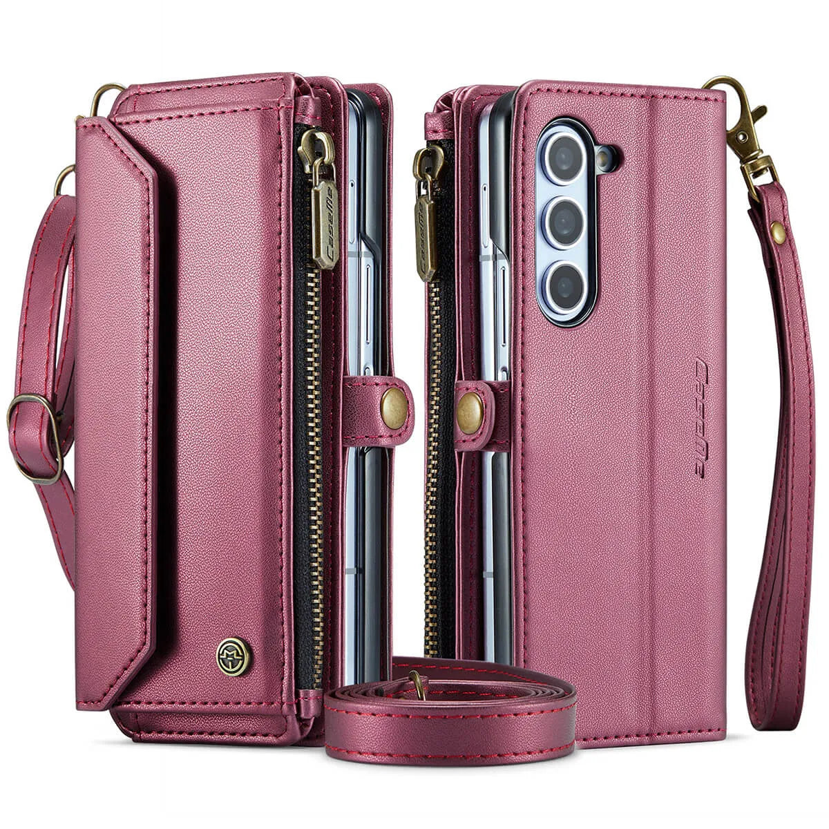 Buy Zipper Wallet Phone Case, RFID Blocking, Leather, Card Slots, for Samsung Galaxy at Caseles-Samsung Galaxy Z Fold 7, Aurora-Purple