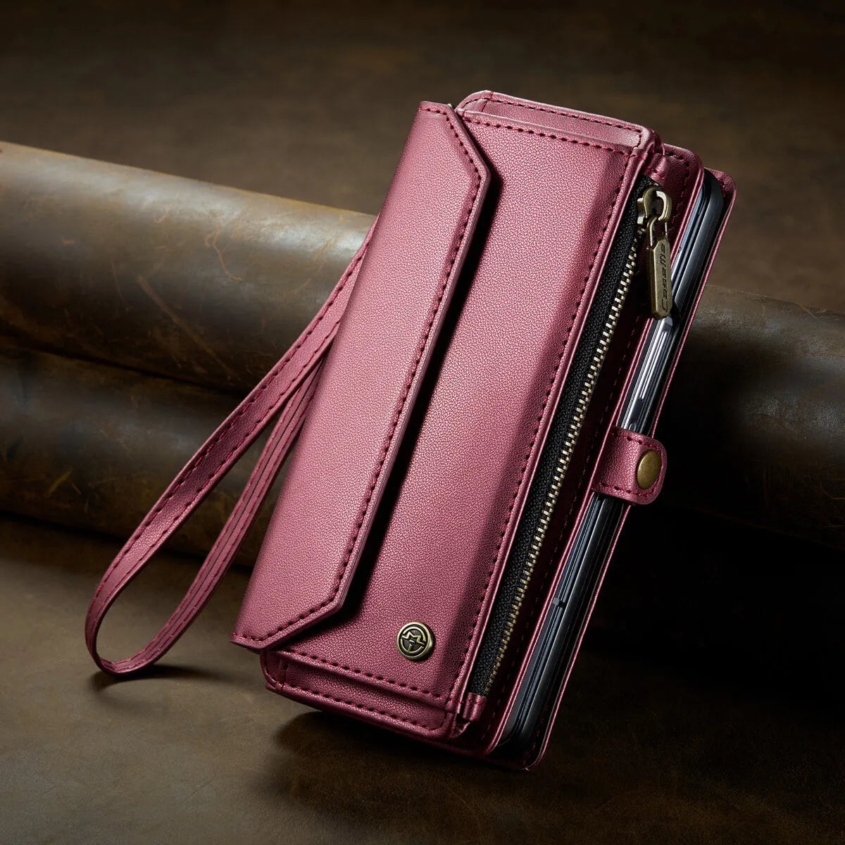 Buy Zipper Wallet Phone Case, RFID Blocking, Leather, Card Slots, for Samsung Galaxy at Caseles-Samsung Galaxy Z Fold 7, Aurora-Purple