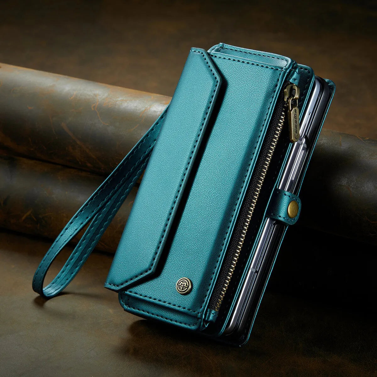 Buy Zipper Wallet Phone Case, RFID Blocking, Leather, Card Slots, for Samsung Galaxy at Caseles-Samsung Galaxy Z Fold 7, Aurora-Purple