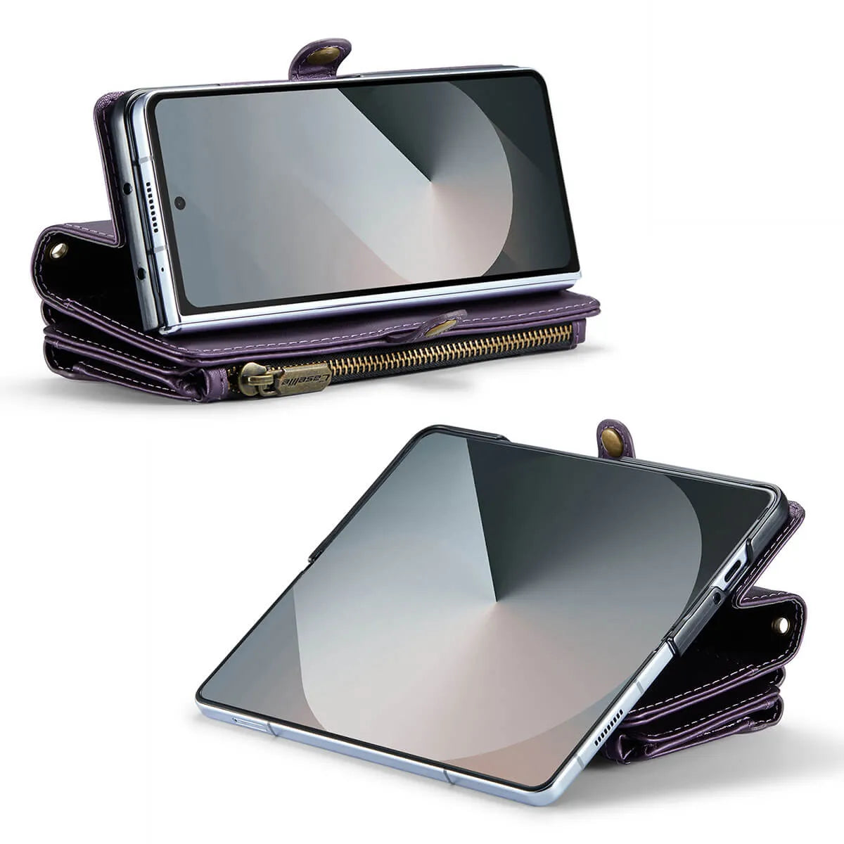 Buy Zipper Wallet Phone Case, RFID Blocking, Leather, Card Slots, for Samsung Galaxy at Caseles-Samsung Galaxy Z Fold 7, Aurora-Purple