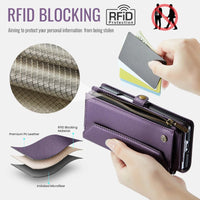 Buy Zipper Wallet Phone Case, RFID Blocking, Leather, Card Slots, for Samsung Galaxy at Caseles-Samsung Galaxy Z Fold 7, Aurora-Purple