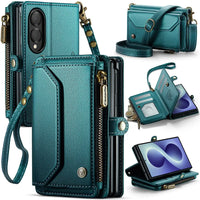 Buy Zipper Wallet Phone Case, RFID Blocking, Leather, Card Slots, for Samsung Galaxy at Caseles-Samsung Galaxy Z Fold 8, Aurora-Green