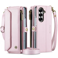 Buy Zipper Wallet Phone Case, RFID Blocking, Leather, Card Slots, for Samsung Galaxy at Caseles-Samsung Galaxy Z Fold 8, Aurora-Pink