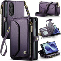 Buy Zipper Wallet Phone Case, RFID Blocking, Leather, Card Slots, for Samsung Galaxy at Caseles-Samsung Galaxy Z Fold 8, Aurora-Purple