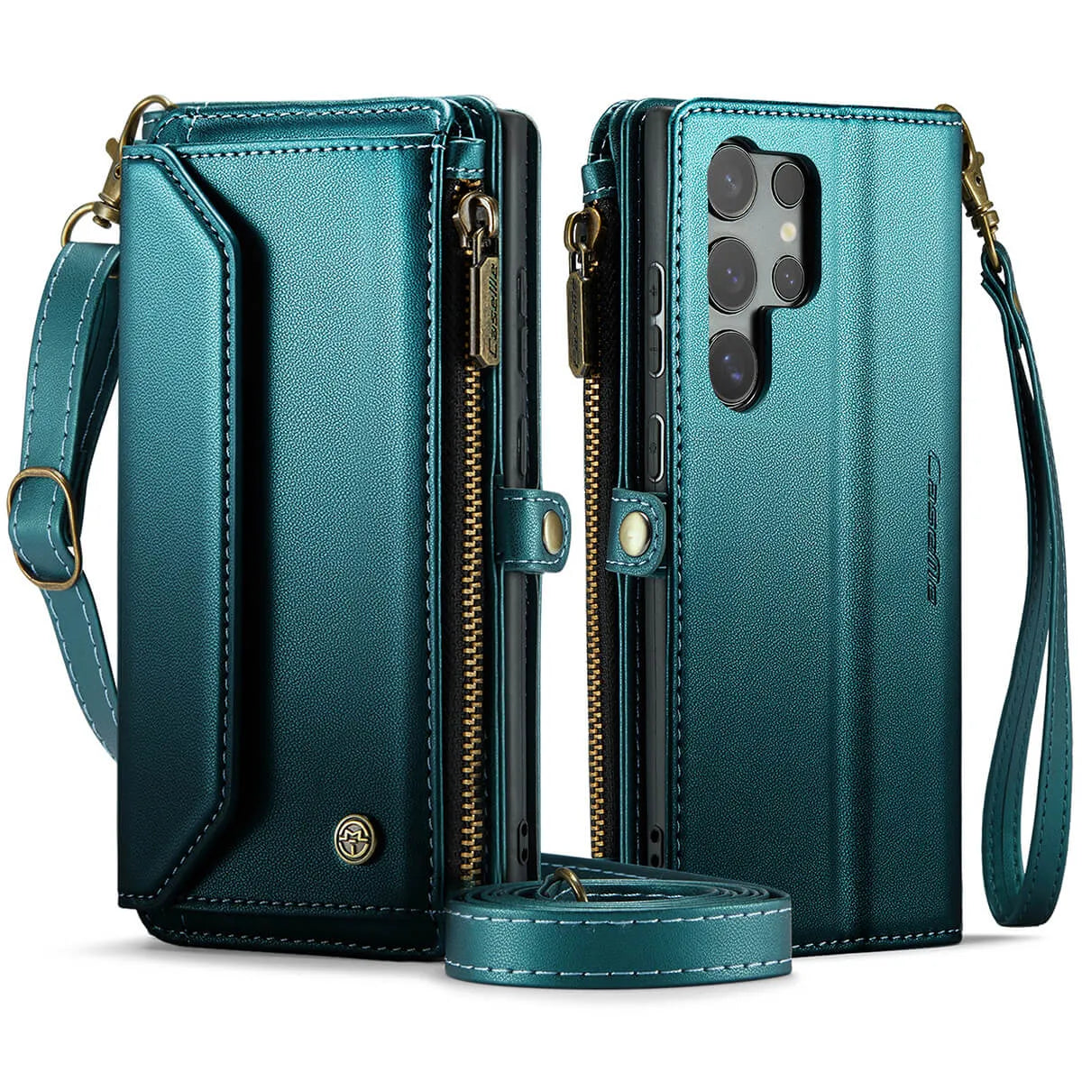 Buy Zipper Wallet Phone Case, RFID Blocking, Leather, Card Slots, for Samsung Galaxy, EVE at Caseles-Samsung Galaxy S25 Ultra, Aurora-Purple