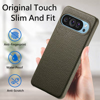 Buy Half-Covered Lychee Textured Leather Google Pixel Phone Case, Premium Grip, Sleek Protection, and Elegant Design, EVELYN at Caseles-Google Pixel 10 Pro XL, Black