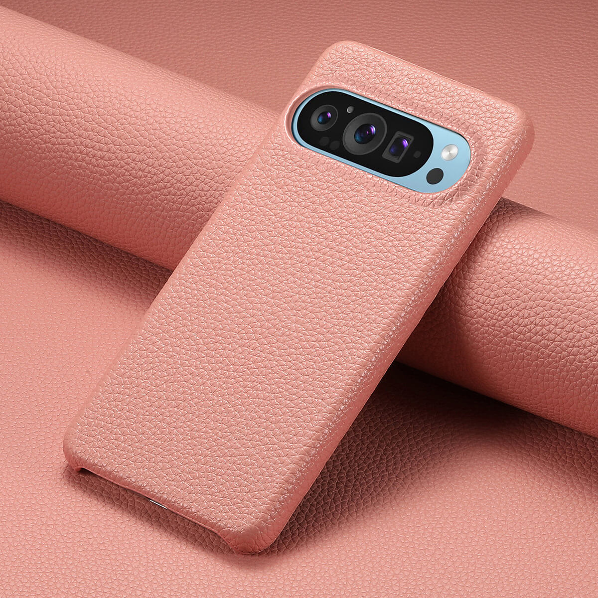 Buy Half-Covered Lychee Textured Leather Google Pixel Phone Case, Premium Grip, Sleek Protection, and Elegant Design, EVELYN at Caseles-Google Pixel 10 Pro XL, Black